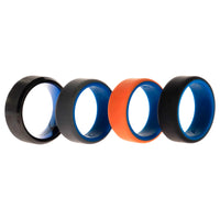 ROQ Silicone Wedding Twin Beveled 8mm Ring Set - Black