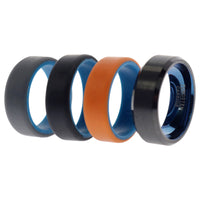 ROQ Silicone Wedding Twin Beveled 8mm Ring Set - Black