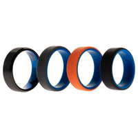 ROQ Silicone Wedding Twin Beveled 8mm Ring Set - Black