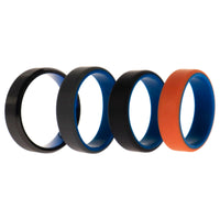 ROQ Silicone Wedding Twin Beveled 8mm Ring Set - Black