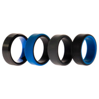 ROQ Silicone Wedding Twin Beveled 8mm Ring Set - Blue