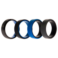 ROQ Silicone Wedding Twin Beveled 8mm Ring Set - Blue