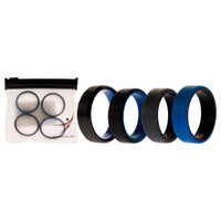 ROQ Silicone Wedding Twin Beveled 8mm Ring Set - Blue