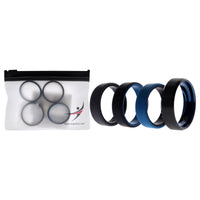 ROQ Silicone Wedding Twin Beveled 8mm Ring Set - Blue