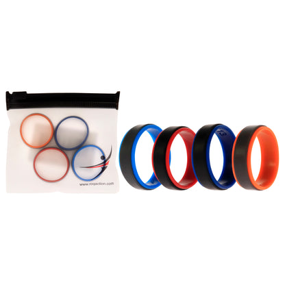 ROQ Silicone Wedding 2Layer Step Ring Set - Grey Black