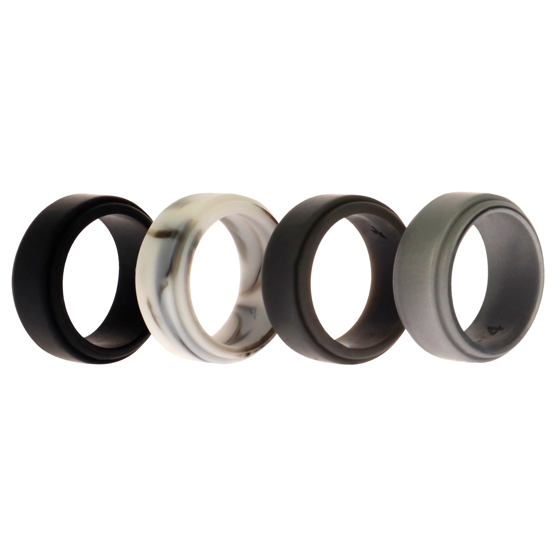 ROQ Silicone Wedding Step Ring Set - Marble