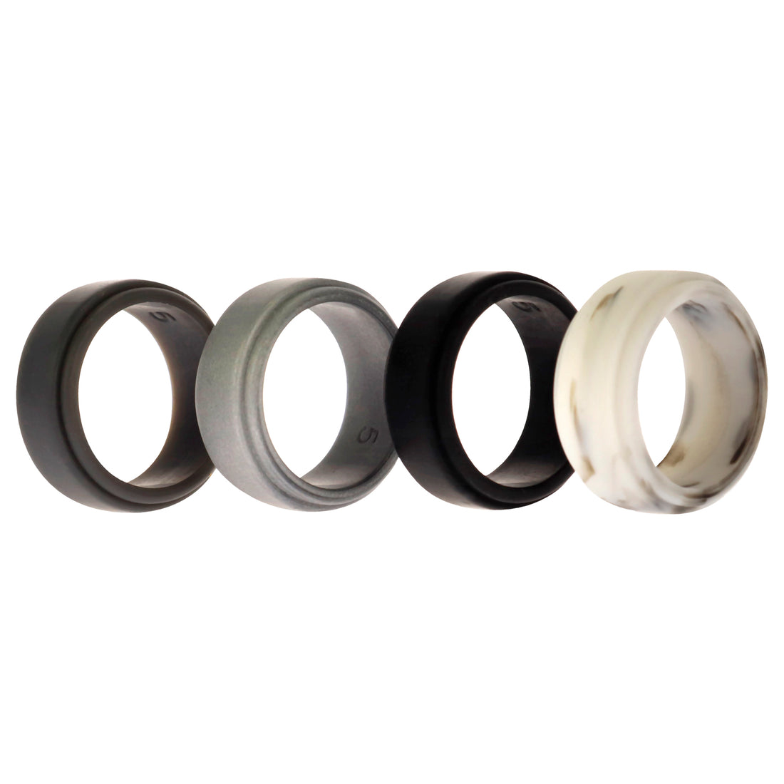 ROQ Silicone Wedding Step Ring Set - Marble