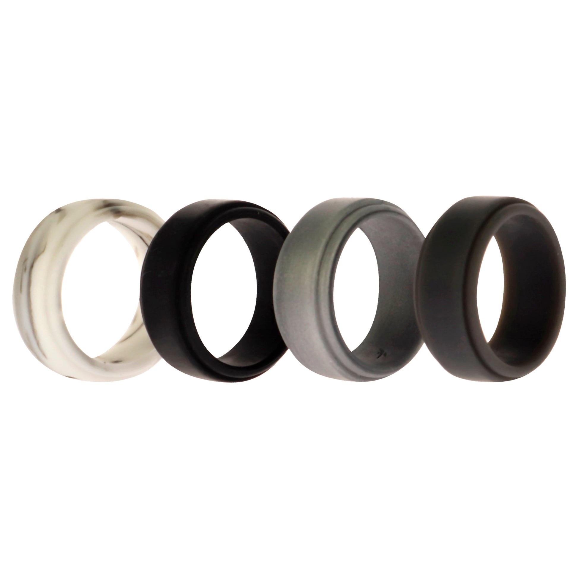 ROQ Silicone Wedding Step Ring Set - Marble