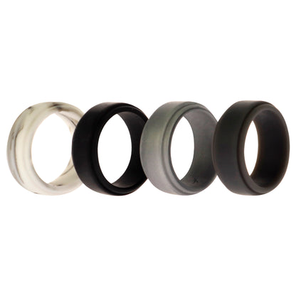 ROQ Silicone Wedding Step Ring Set - Marble