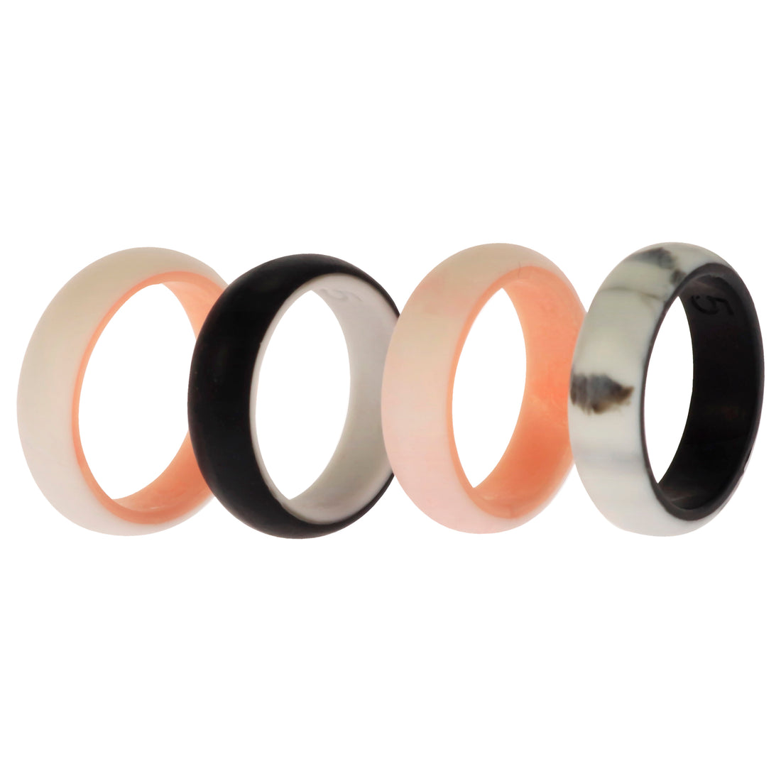 ROQ Silicone Wedding 2Layer Ring Set - Rose-Marble