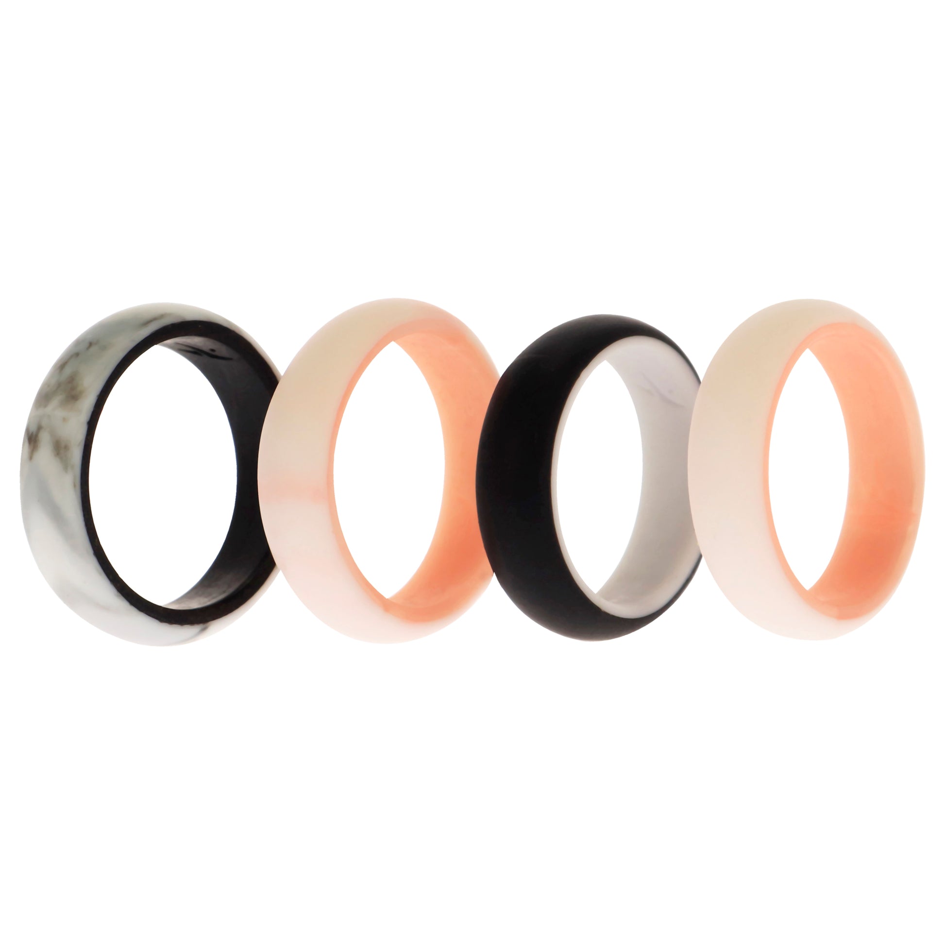 ROQ Silicone Wedding 2Layer Ring Set - Rose-Marble