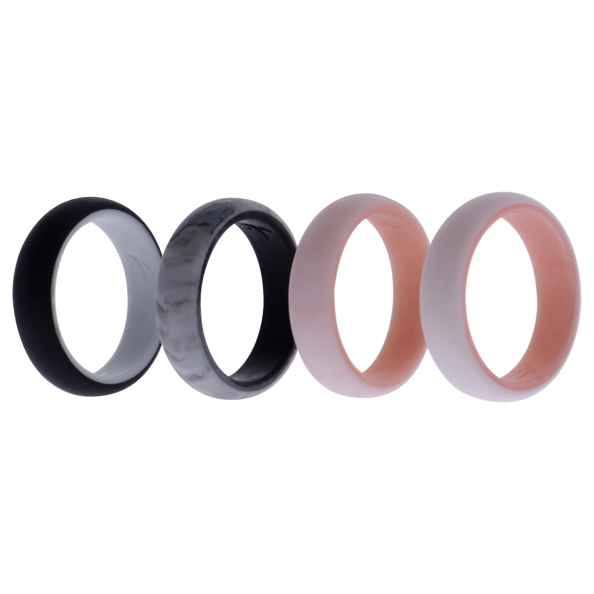 ROQ Silicone Wedding 2Layer Ring Set - Rose-Marble