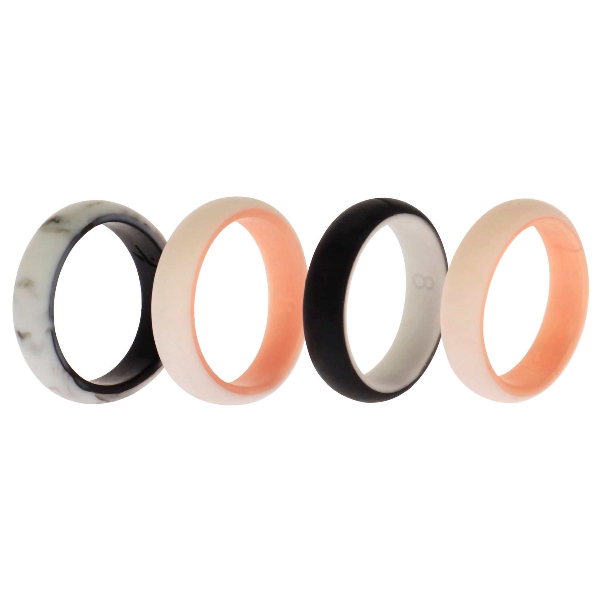 ROQ Silicone Wedding 2Layer Ring Set - Rose-Marble