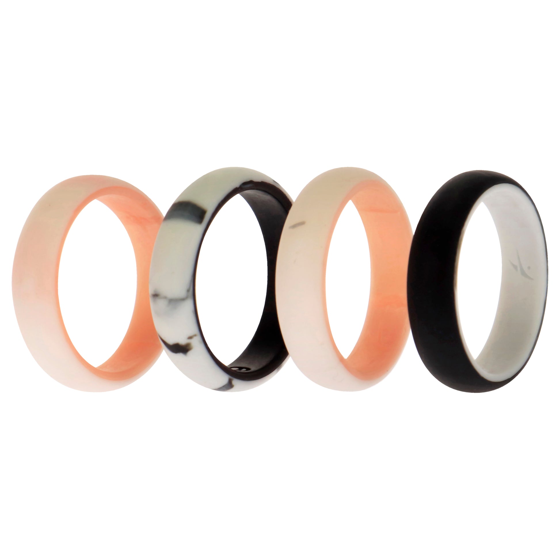 ROQ Silicone Wedding 2Layer Ring Set - Rose-Marble