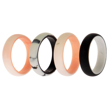 ROQ Silicone Wedding 2Layer Ring Set - Rose-Marble