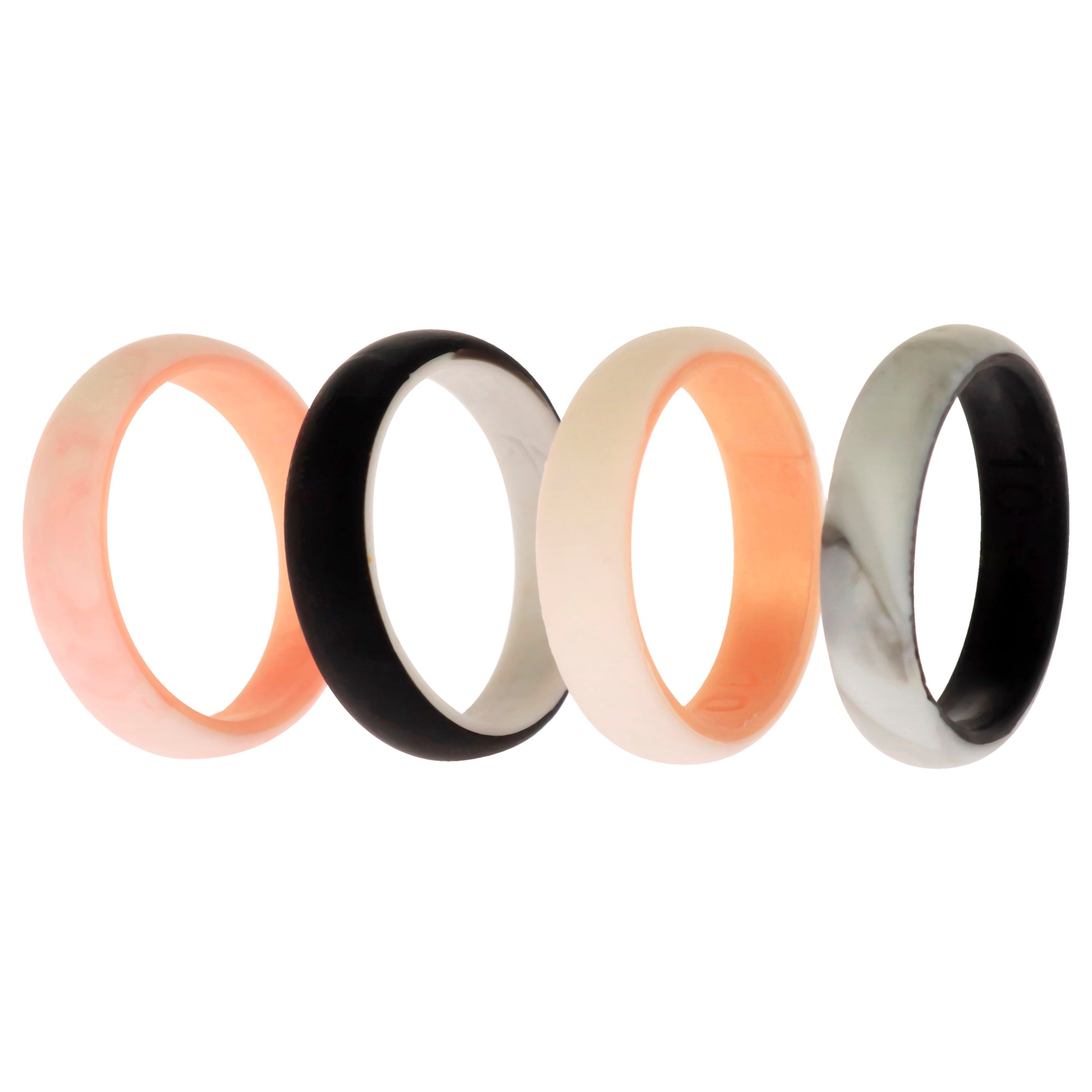 ROQ Silicone Wedding 2Layer Ring Set - Rose-Marble