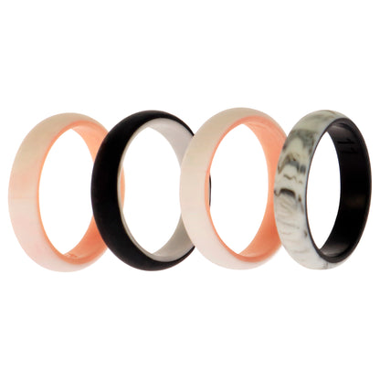 ROQ Silicone Wedding 2Layer Ring Set - Rose-Marble