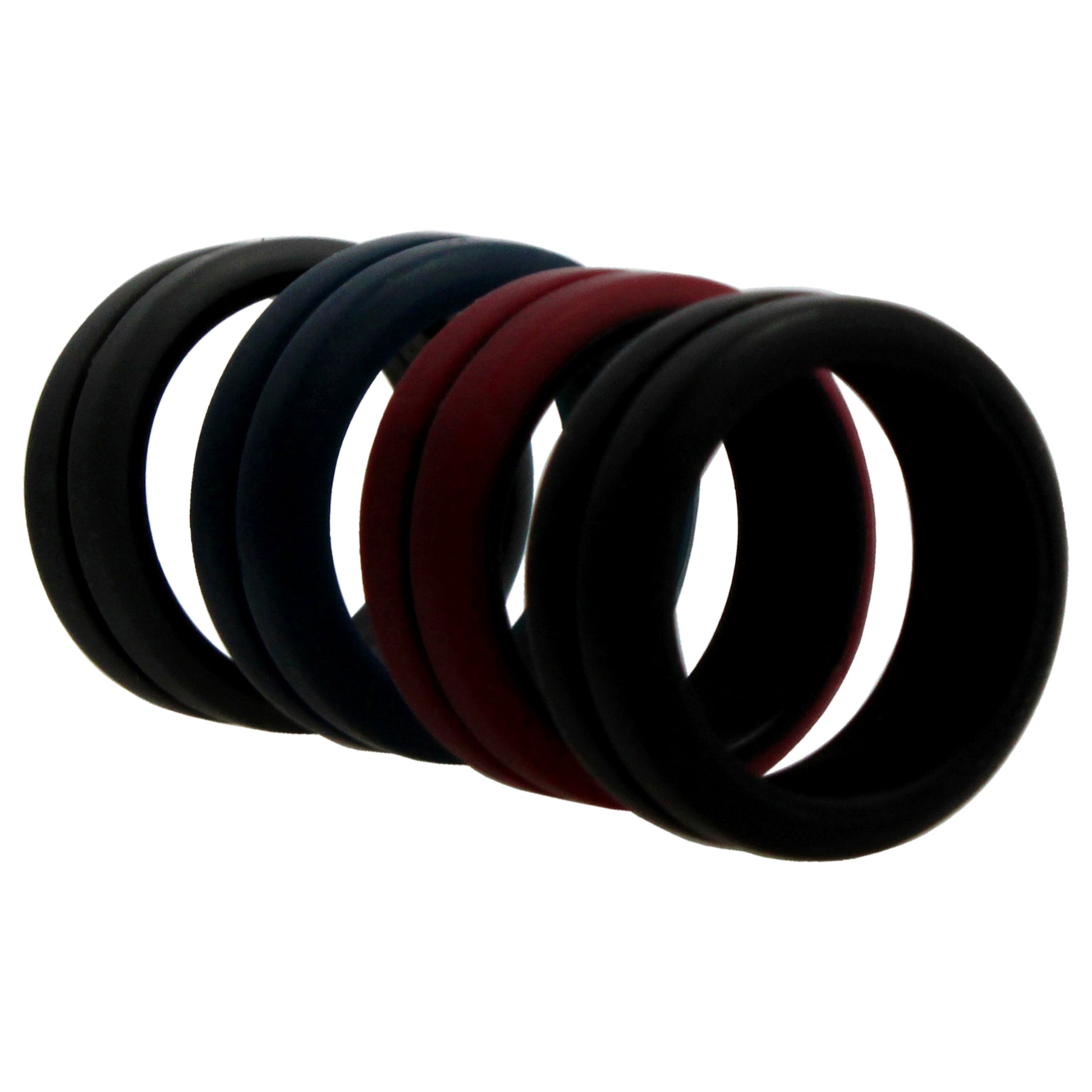 Silicone Wedding 2Layer Middle Line Ring Set - Bordeaux