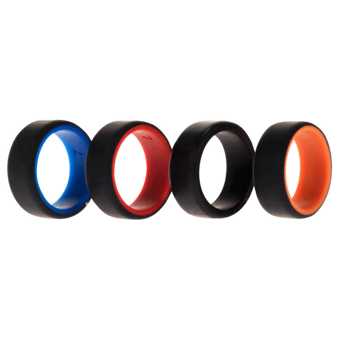 ROQ Silicone Wedding 2Layer Beveled 8mm Ring Set - Black