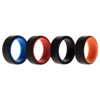 ROQ Silicone Wedding 2Layer Beveled 8mm Ring Set - Black