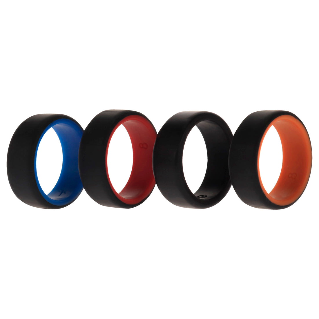 ROQ Silicone Wedding 2Layer Beveled 8mm Ring Set - Black