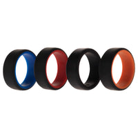ROQ Silicone Wedding 2Layer Beveled 8mm Ring Set - Black