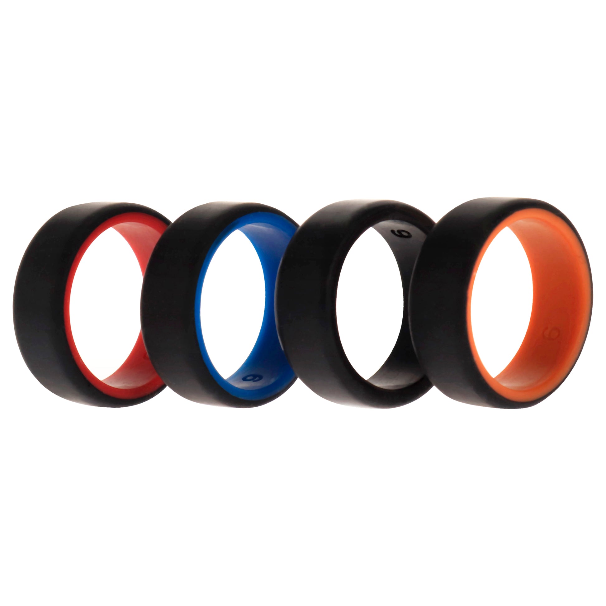 ROQ Silicone Wedding 2Layer Beveled 8mm Ring Set - Black