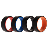 ROQ Silicone Wedding 2Layer Beveled 8mm Ring Set - Black