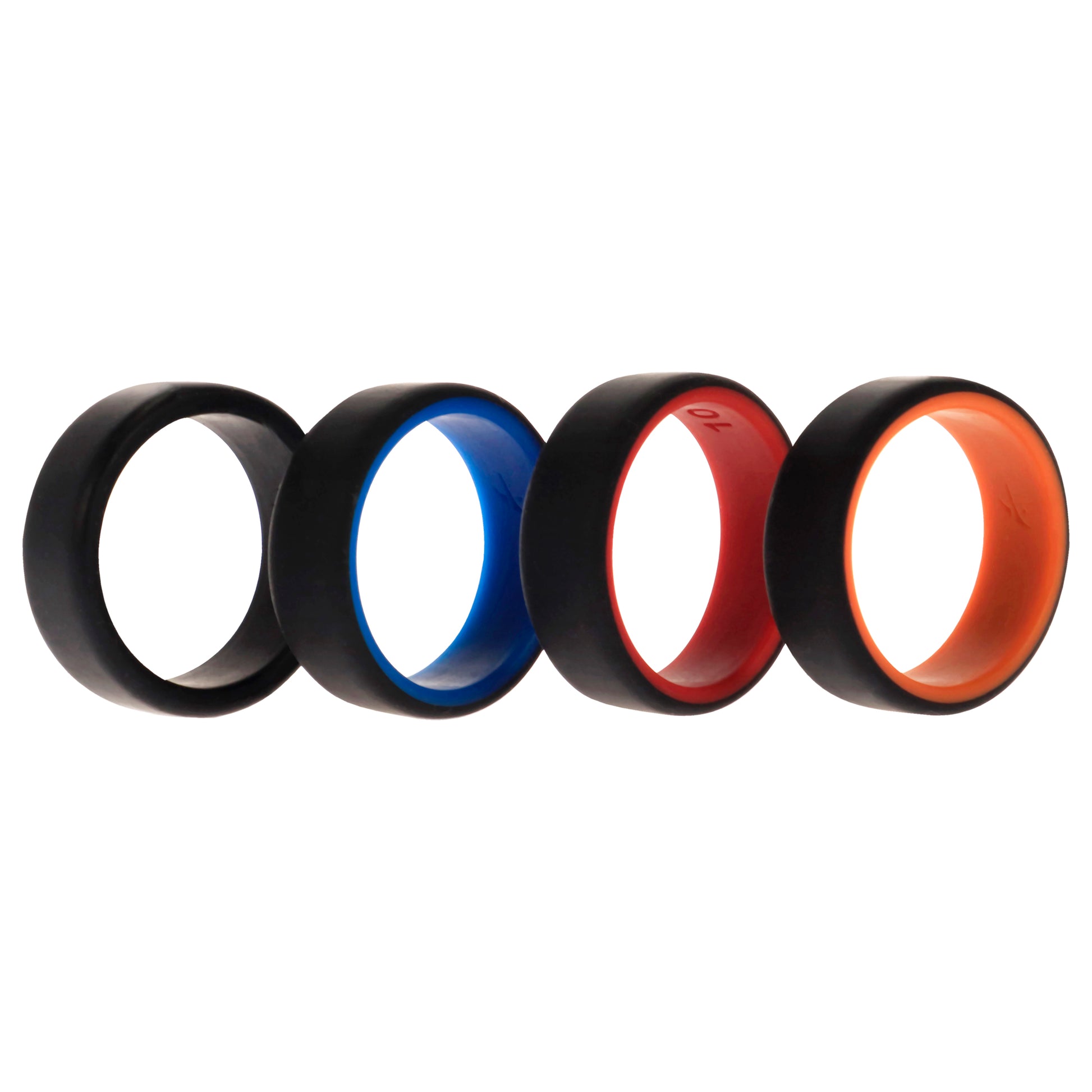 ROQ Silicone Wedding 2Layer Beveled 8mm Ring Set - Black