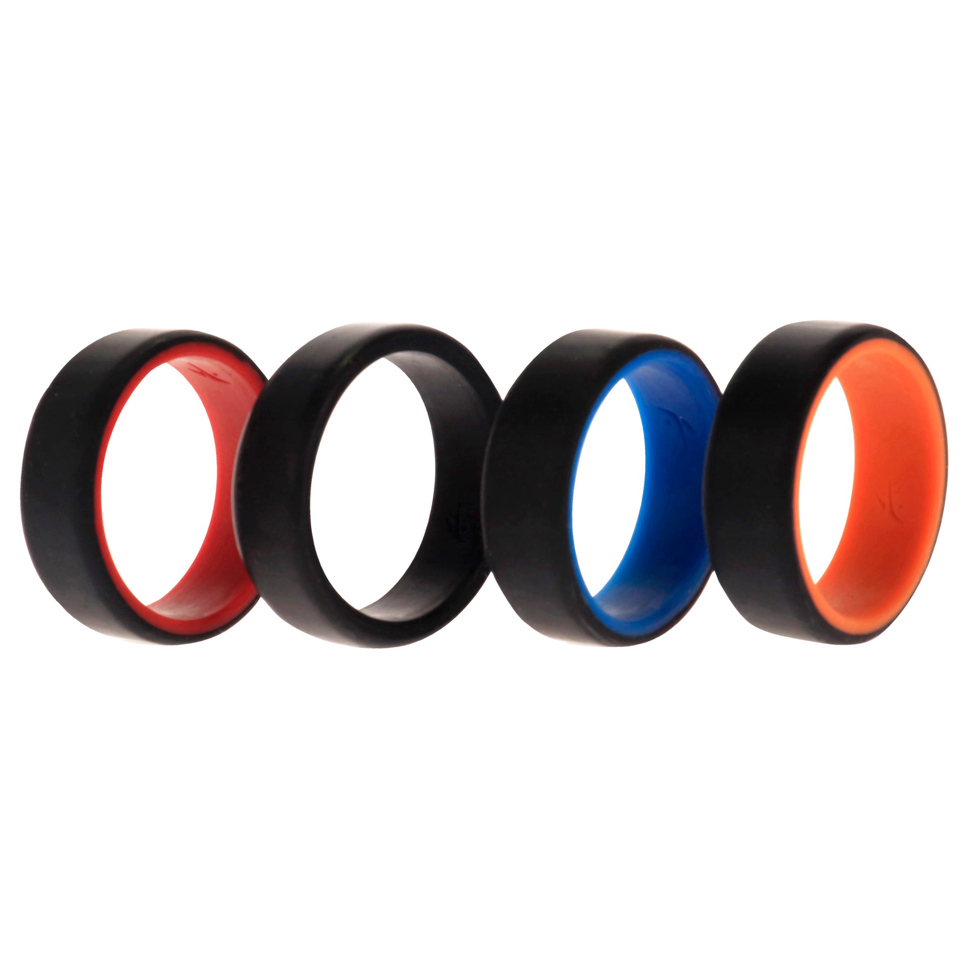 ROQ Silicone Wedding 2Layer Beveled 8mm Ring Set - Black