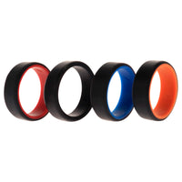 ROQ Silicone Wedding 2Layer Beveled 8mm Ring Set - Black