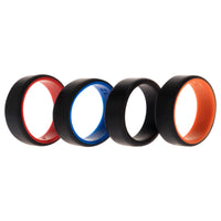ROQ Silicone Wedding 2Layer Beveled 8mm Ring Set - Black