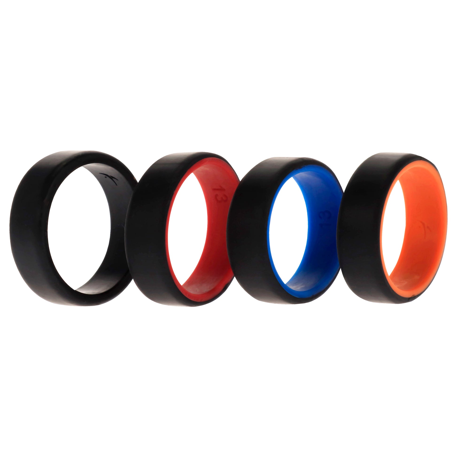 ROQ Silicone Wedding 2Layer Beveled 8mm Ring Set - Black