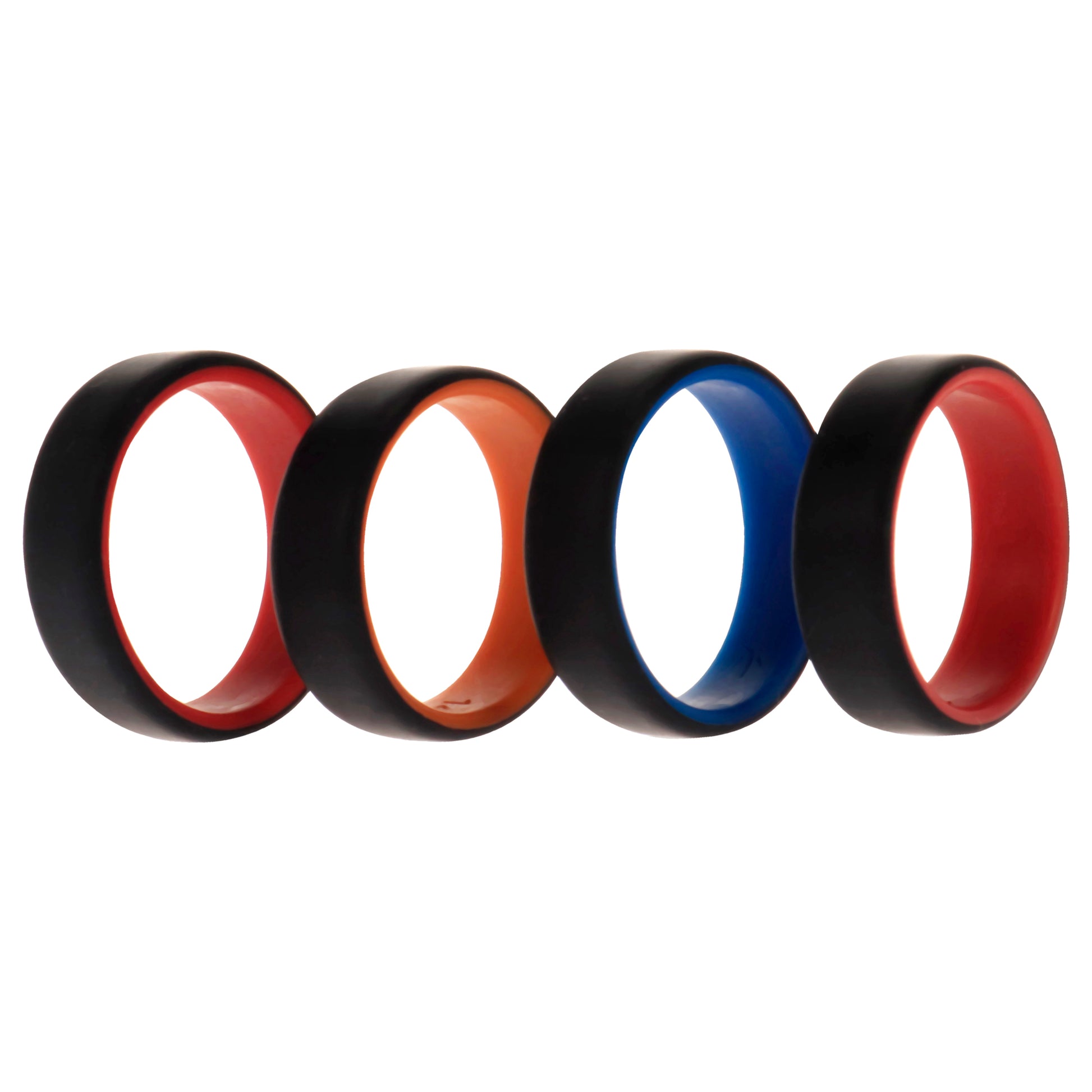ROQ Silicone Wedding 2Layer Beveled 8mm Ring Set - Black