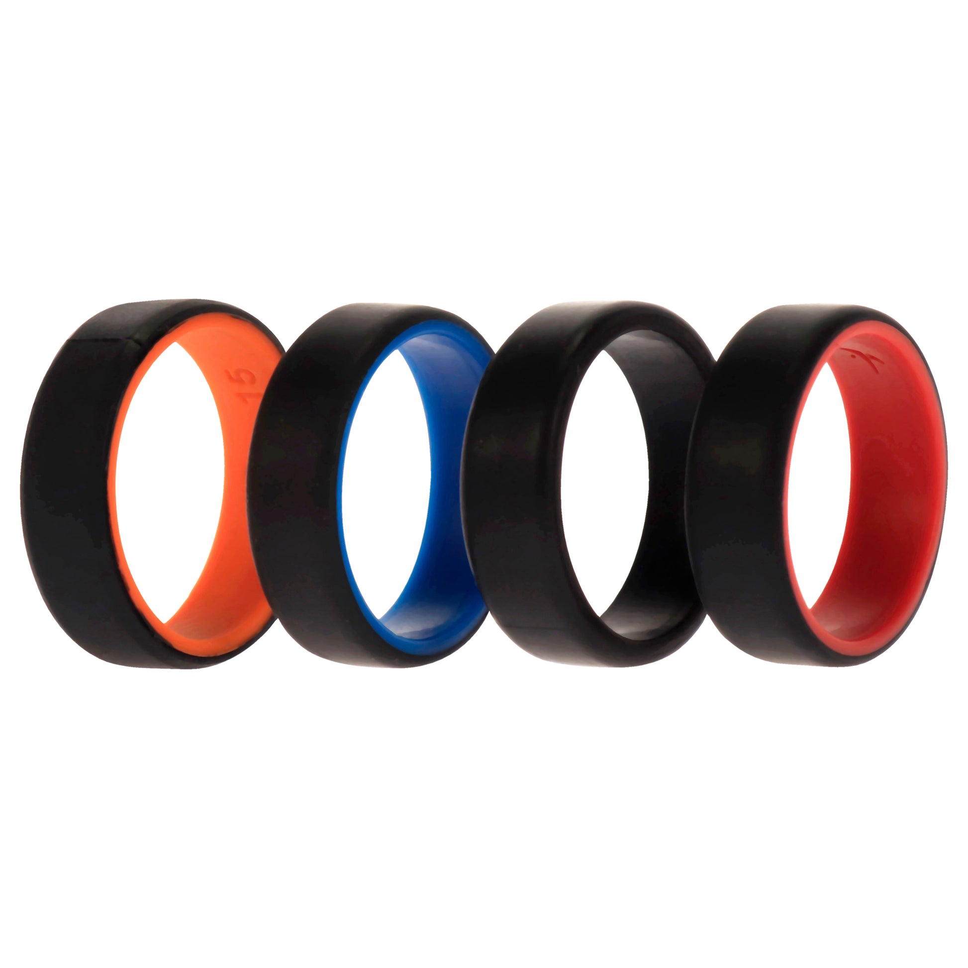 ROQ Silicone Wedding 2Layer Beveled 8mm Ring Set - Black