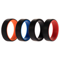 ROQ Silicone Wedding 2Layer Beveled 8mm Ring Set - Black