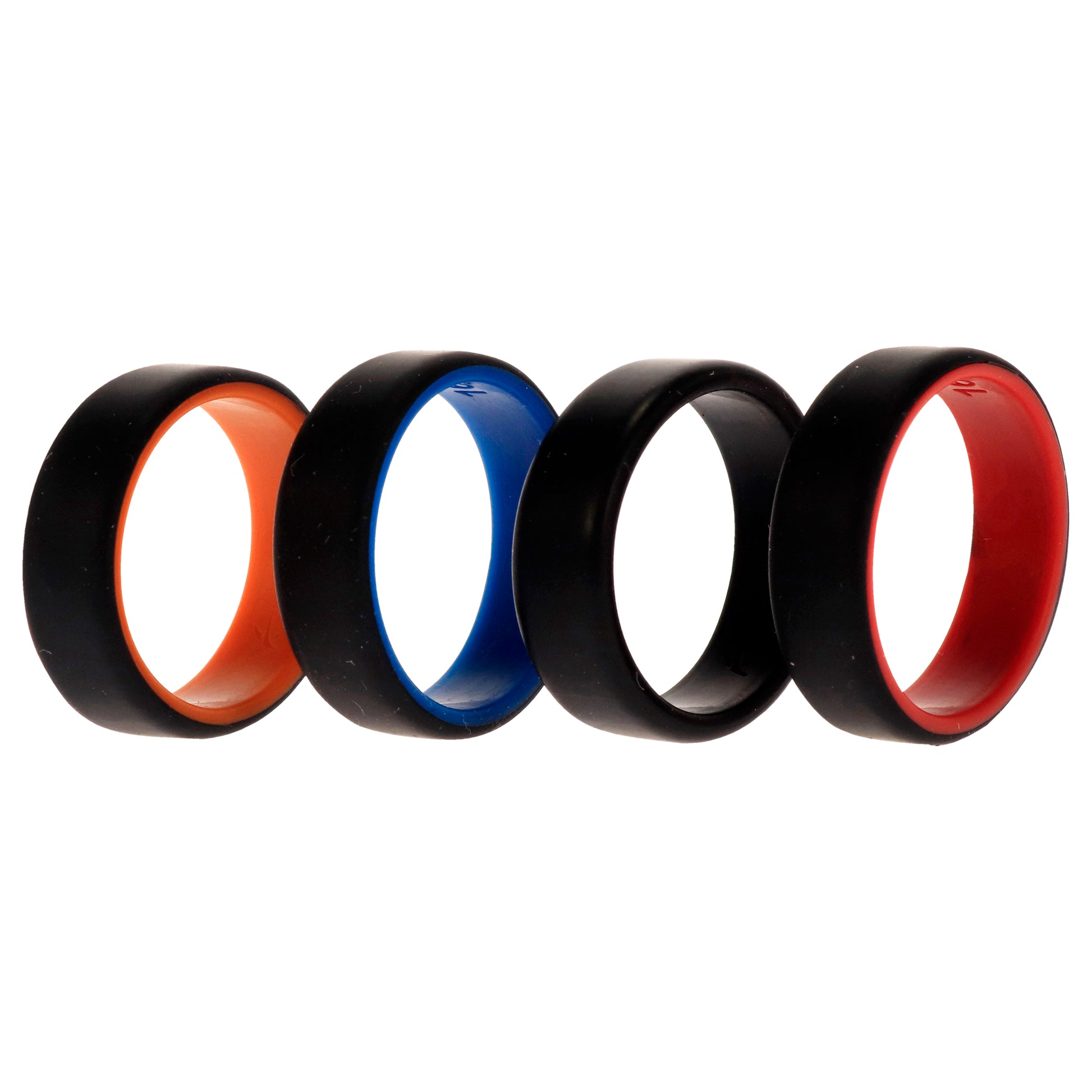 ROQ Silicone Wedding 2Layer Beveled 8mm Ring Set - Black