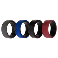 ROQ Silicone Wedding 2Layer Beveled 8mm Ring Set - Bordeaux