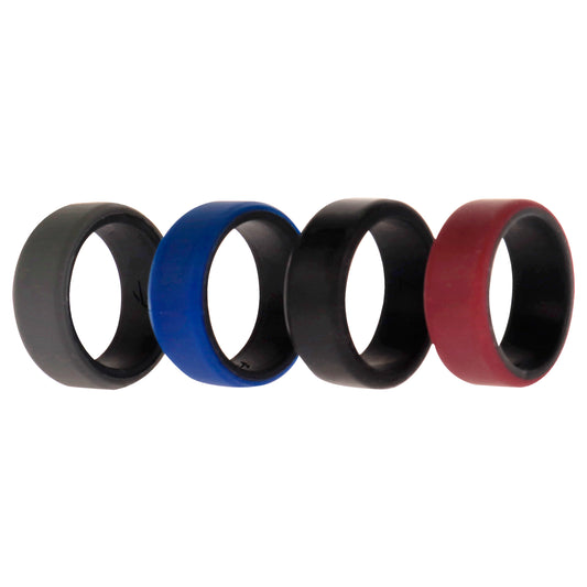 Silicone Wedding 2Layer Beveled 8mm Ring Set - Bordeaux by ROQ for Men - 4 x 7 mm Ring