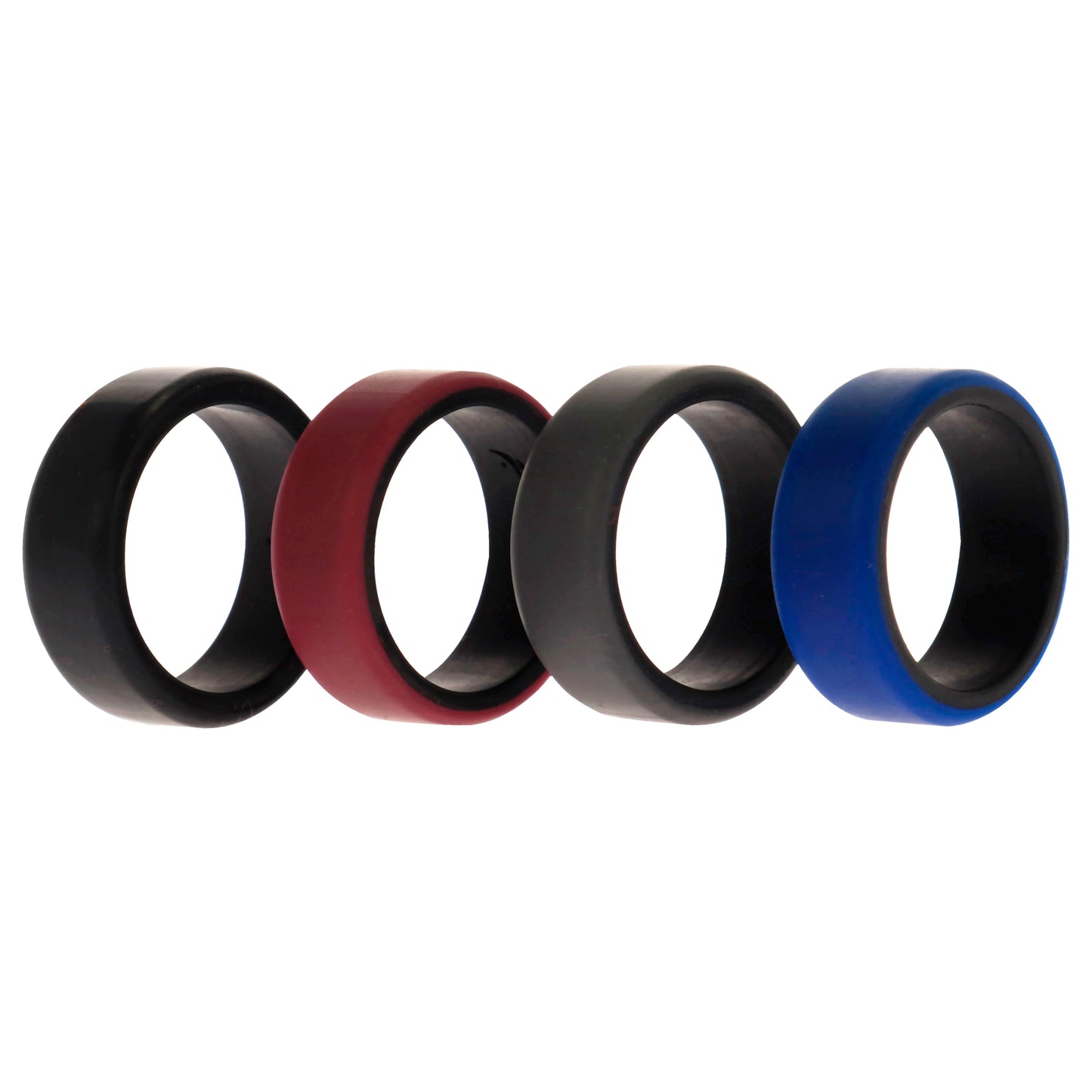 ROQ Silicone Wedding 2Layer Beveled 8mm Ring Set - Bordeaux