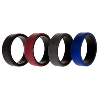 ROQ Silicone Wedding 2Layer Beveled 8mm Ring Set - Bordeaux