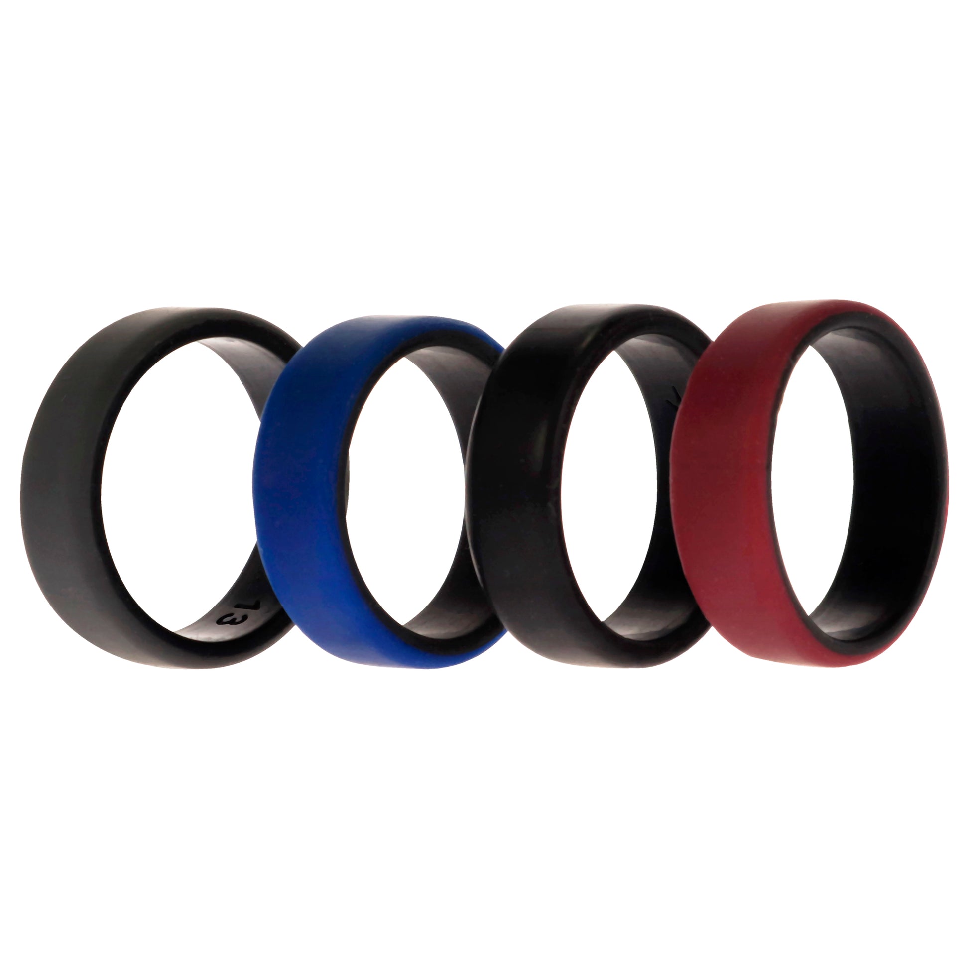ROQ Silicone Wedding 2Layer Beveled 8mm Ring Set - Bordeaux