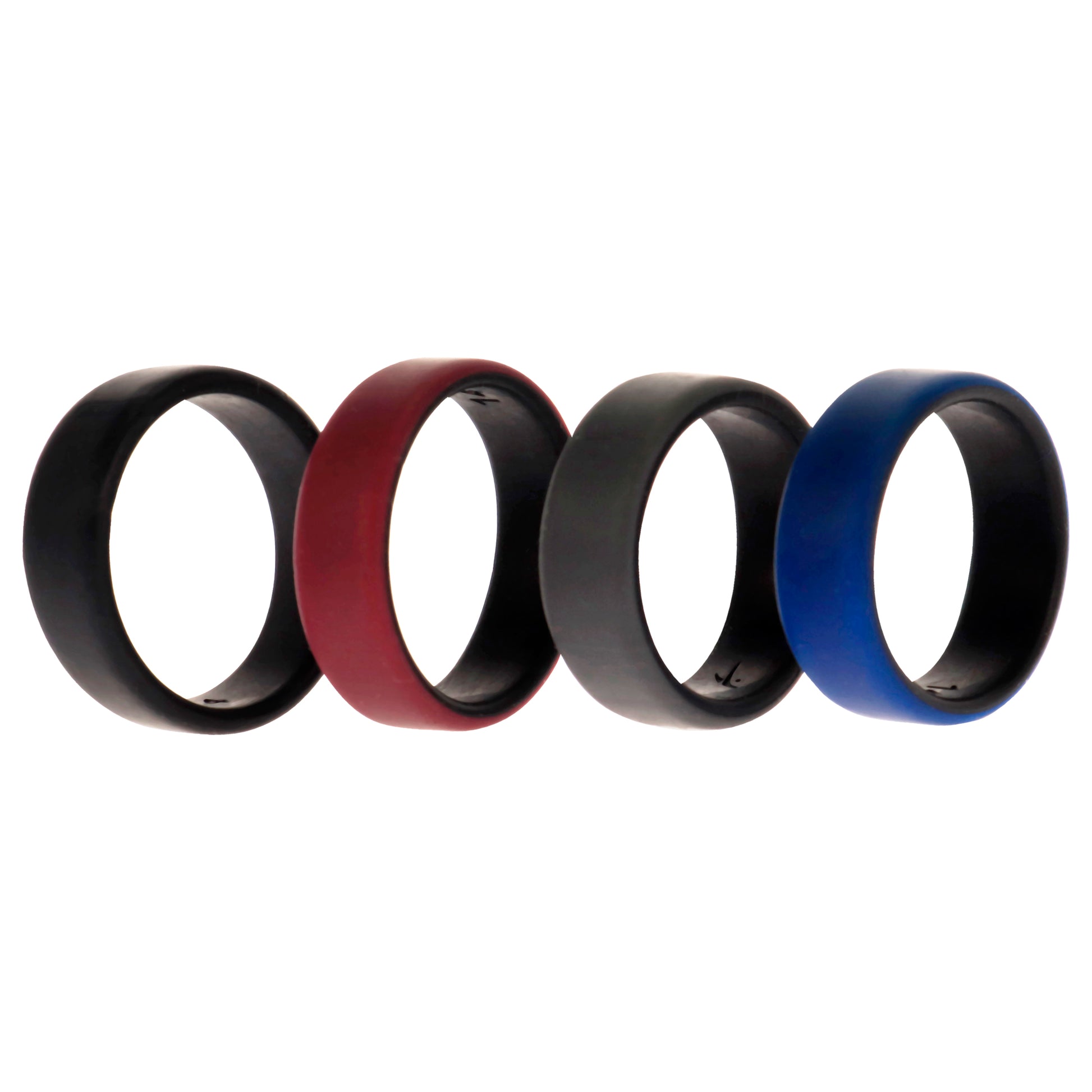 ROQ Silicone Wedding 2Layer Beveled 8mm Ring Set - Bordeaux