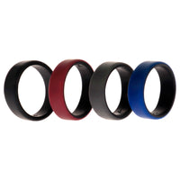 ROQ Silicone Wedding 2Layer Beveled 8mm Ring Set - Bordeaux