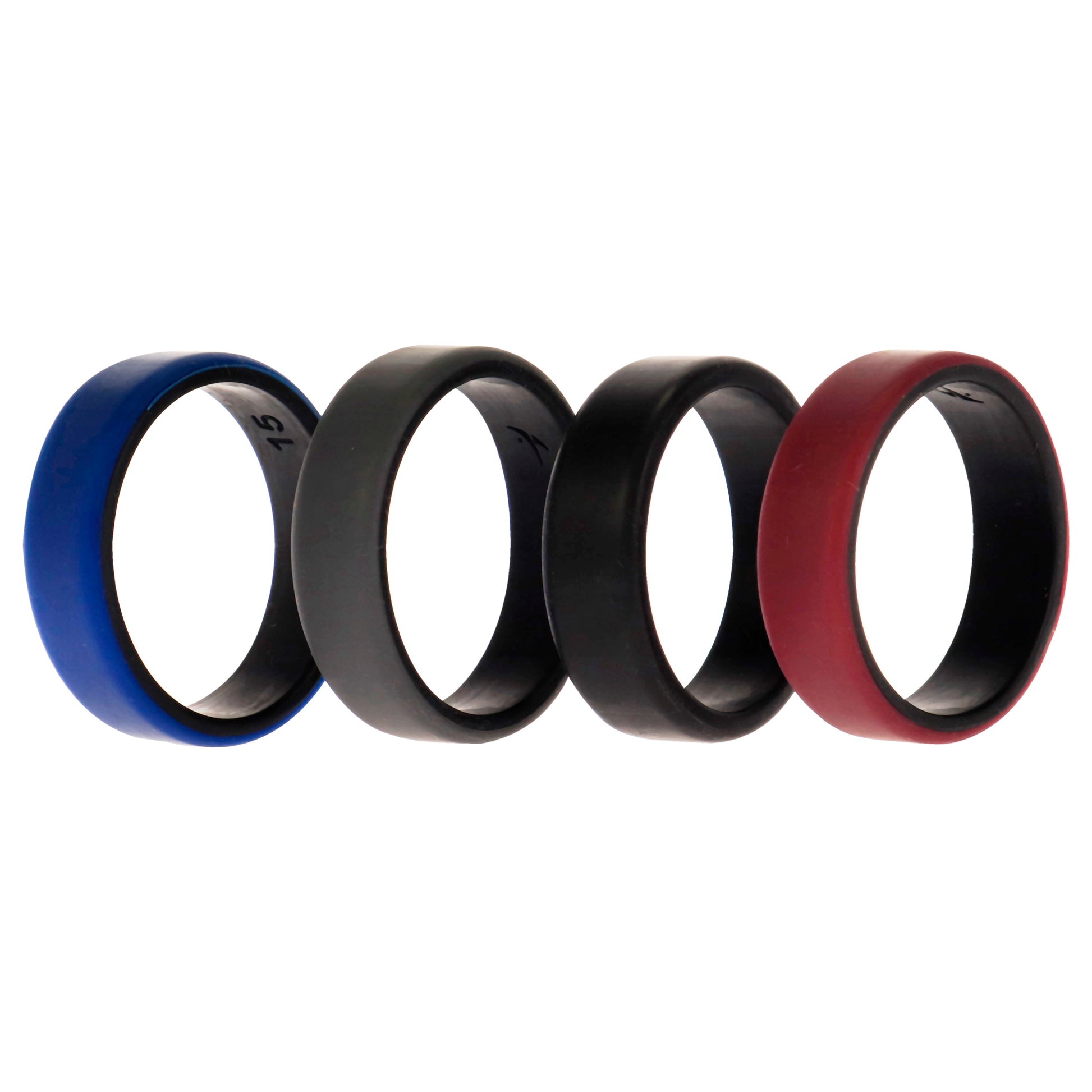 ROQ Silicone Wedding 2Layer Beveled 8mm Ring Set - Bordeaux