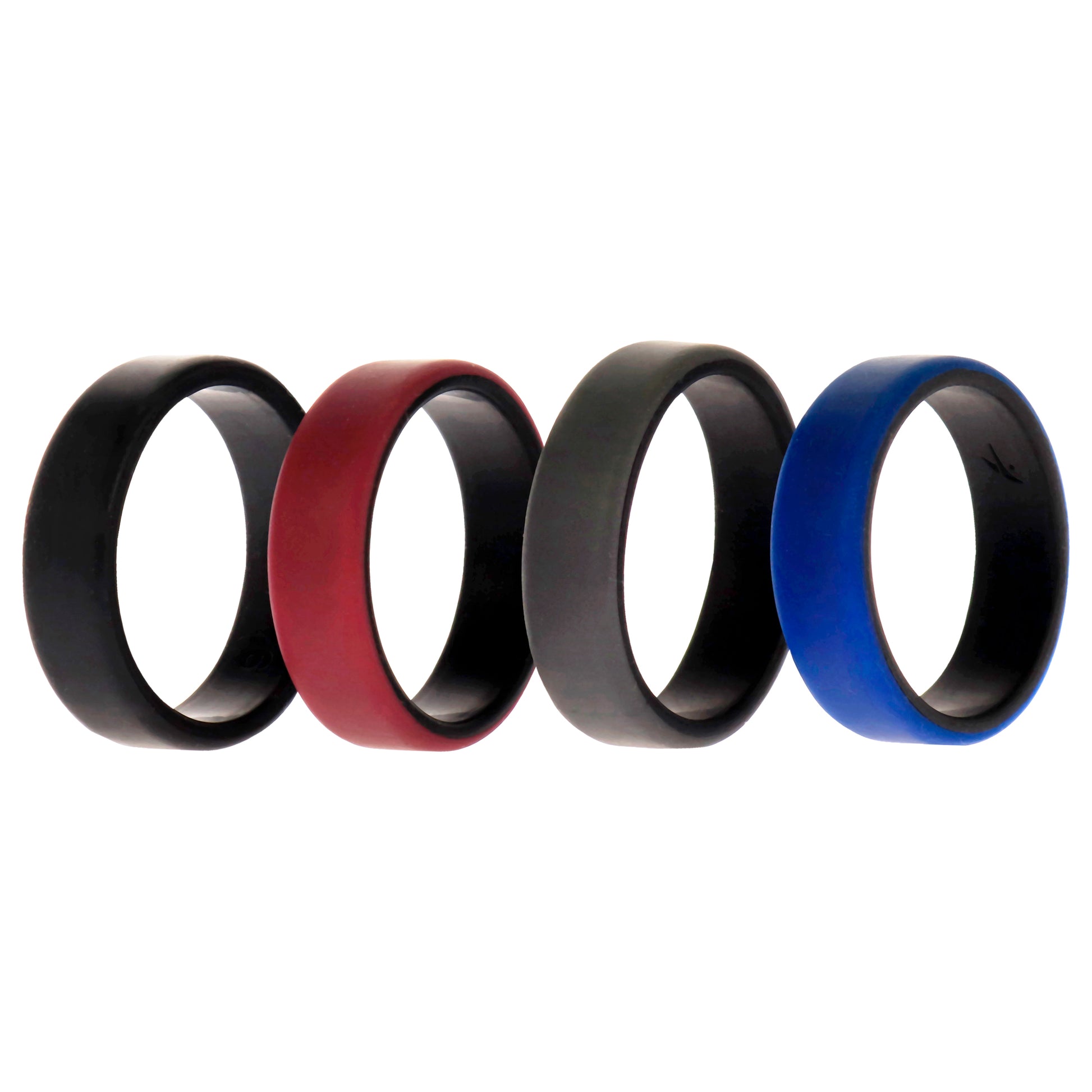 ROQ Silicone Wedding 2Layer Beveled 8mm Ring Set - Bordeaux