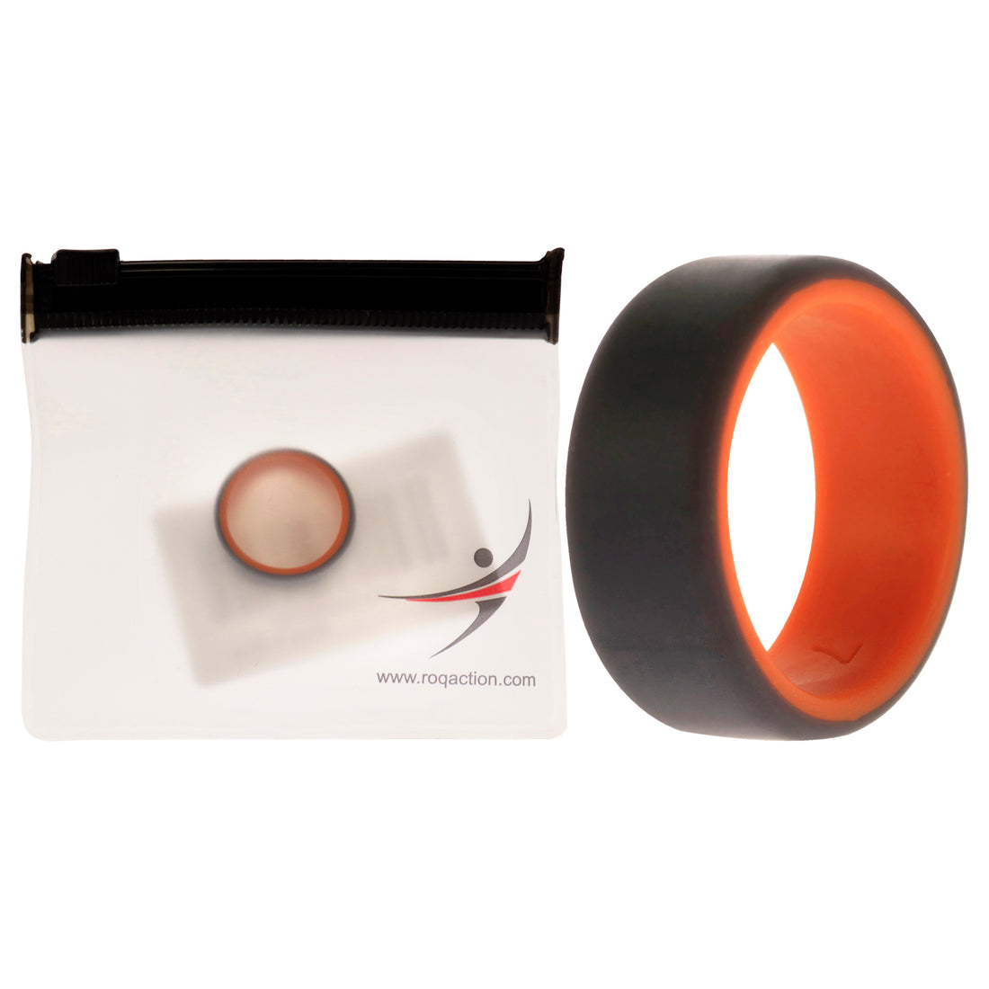 ROQ Silicone Wedding 2Layer Beveled 8mm Ring - Orange-Grey