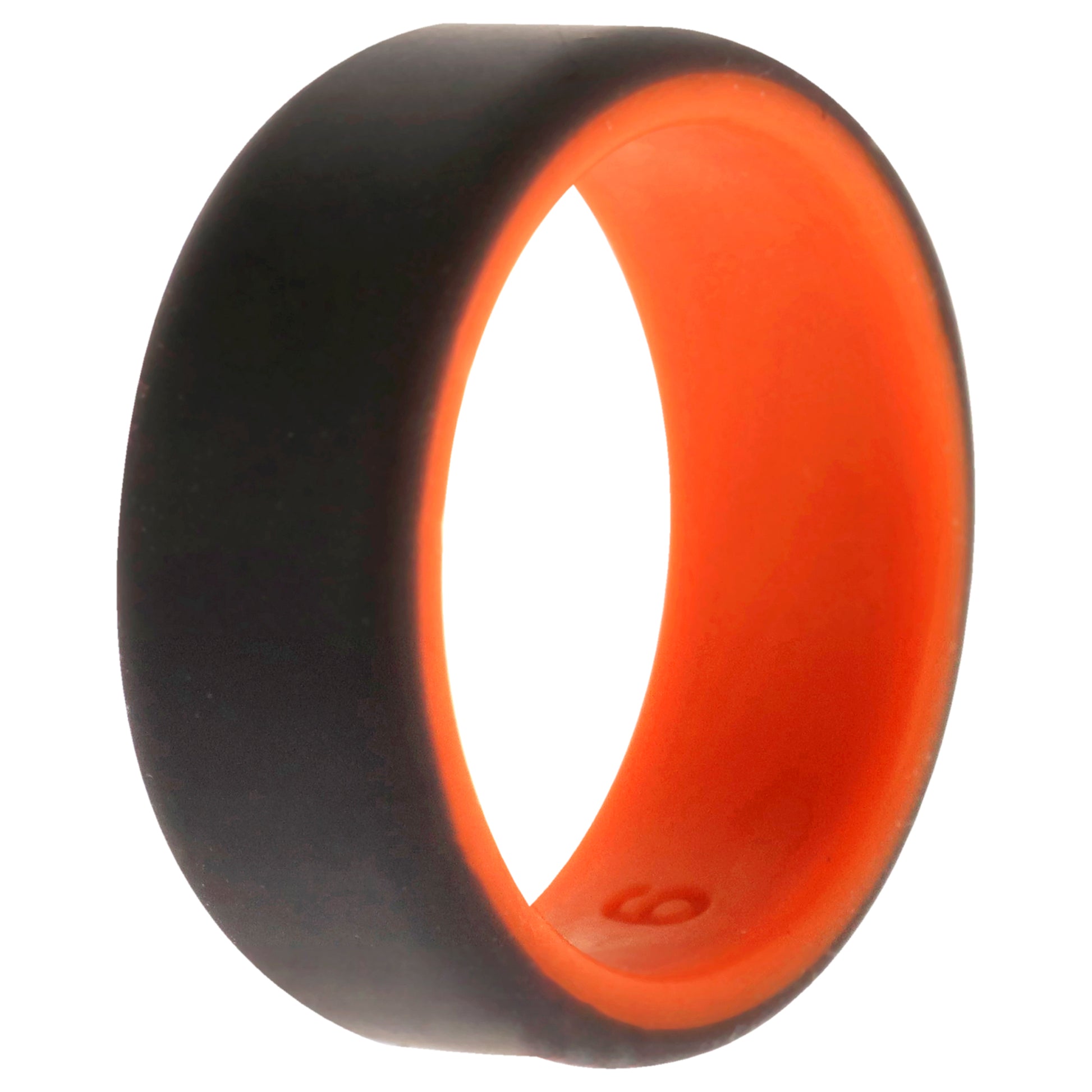 ROQ Silicone Wedding 2Layer Beveled 8mm Ring - Orange-Grey