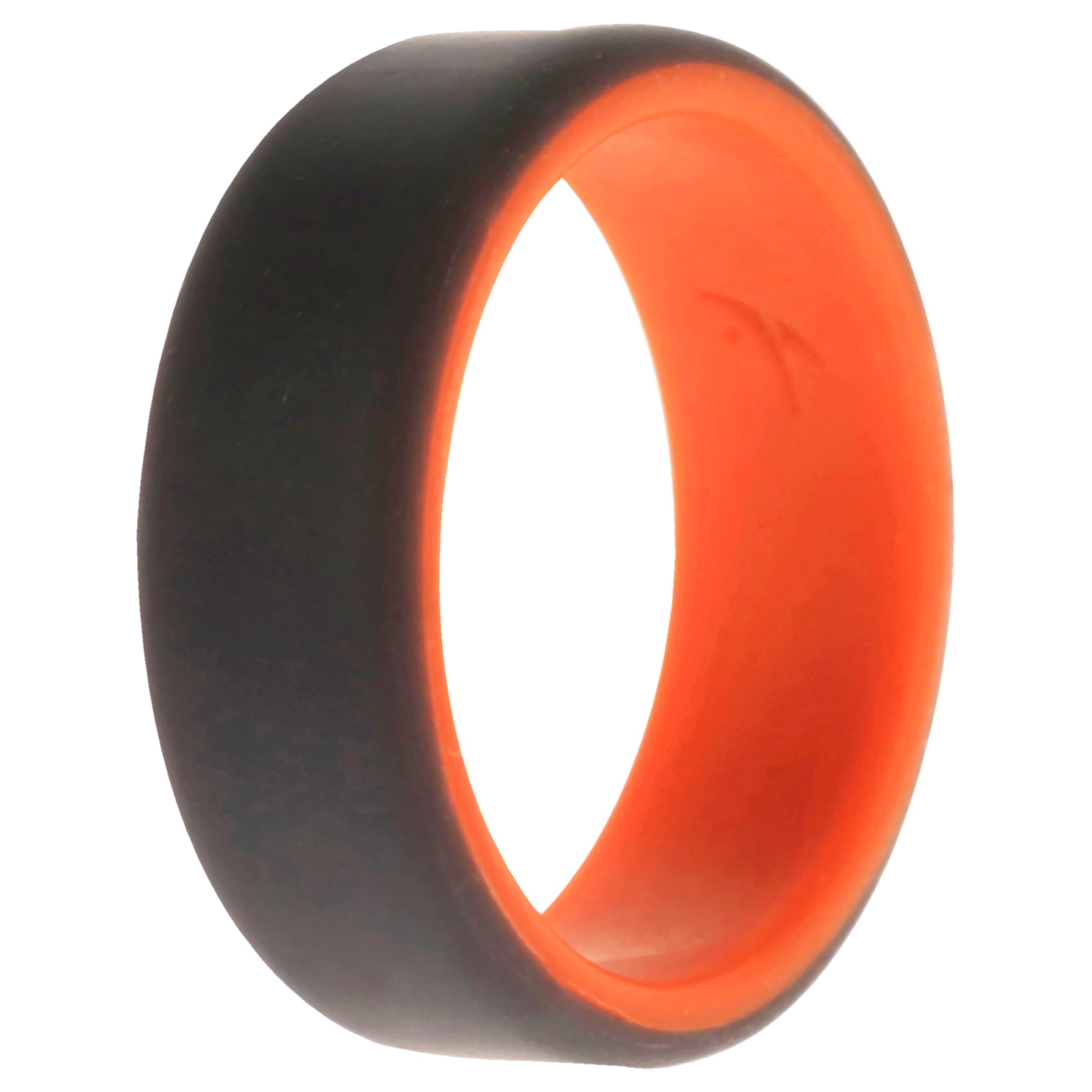 ROQ Silicone Wedding 2Layer Beveled 8mm Ring - Orange-Grey
