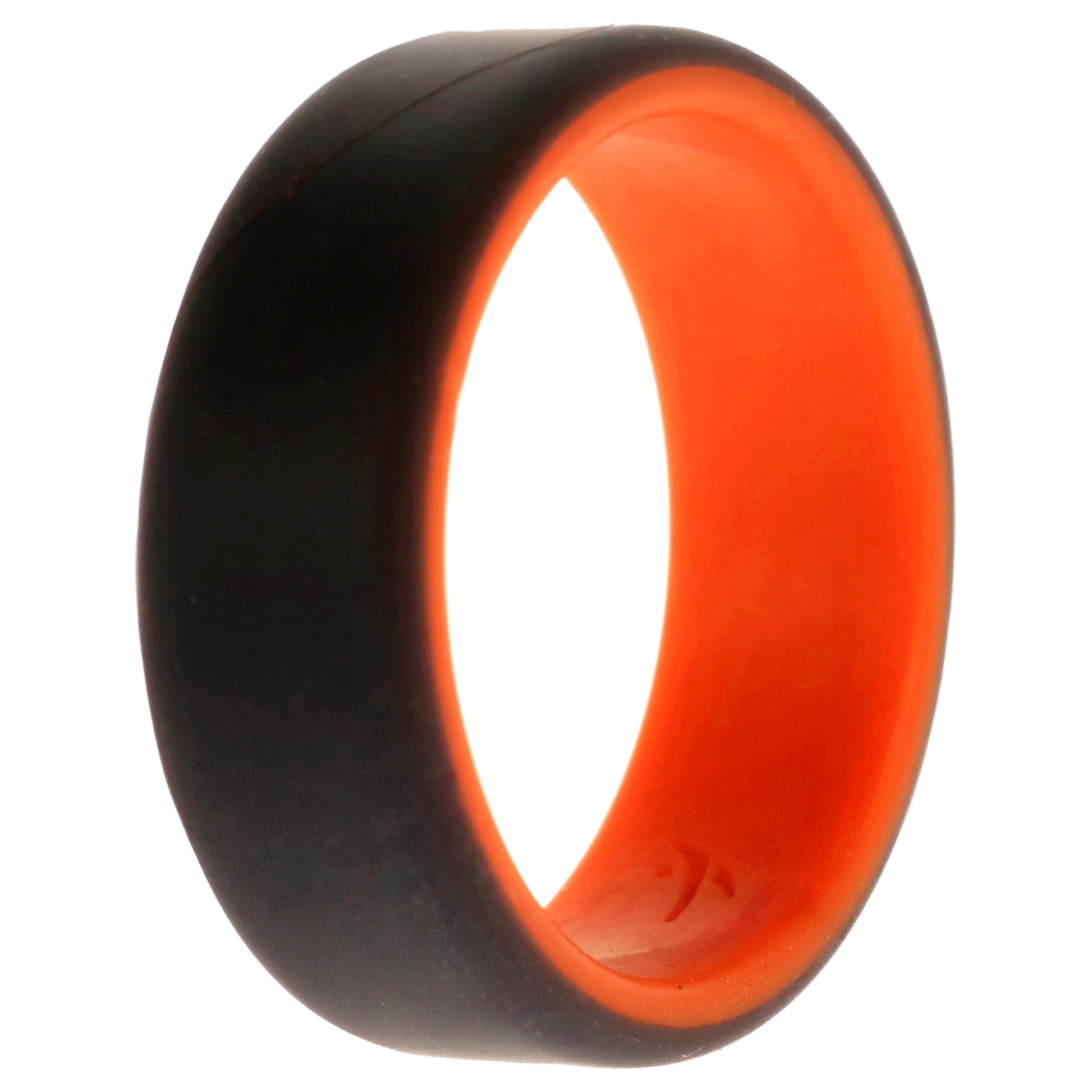 ROQ Silicone Wedding 2Layer Beveled 8mm Ring - Orange-Grey